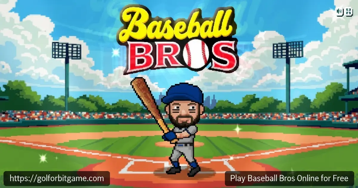 A colorful pixel art baseball game featuring characters from the Baseball Bros IO series hitting a home run